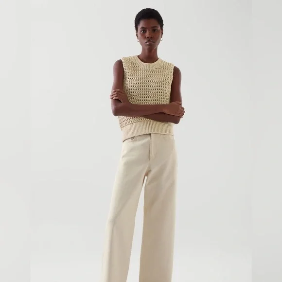 COS Chunky Open Knit Vest Beige Size M - Picture 2 of 15